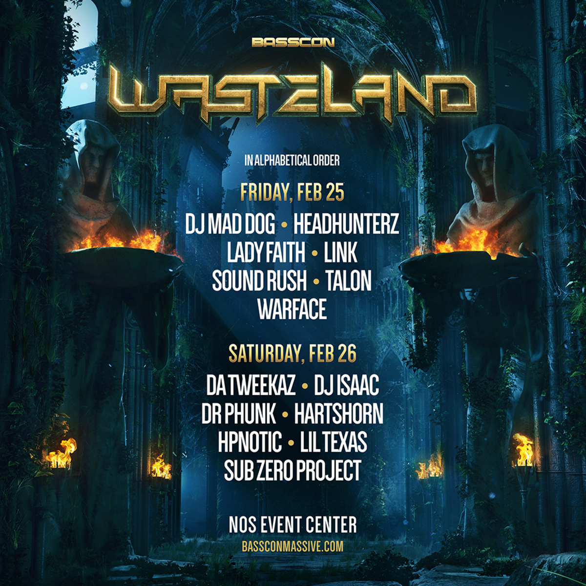 Basscon's Wasteland 2022 festival set times.