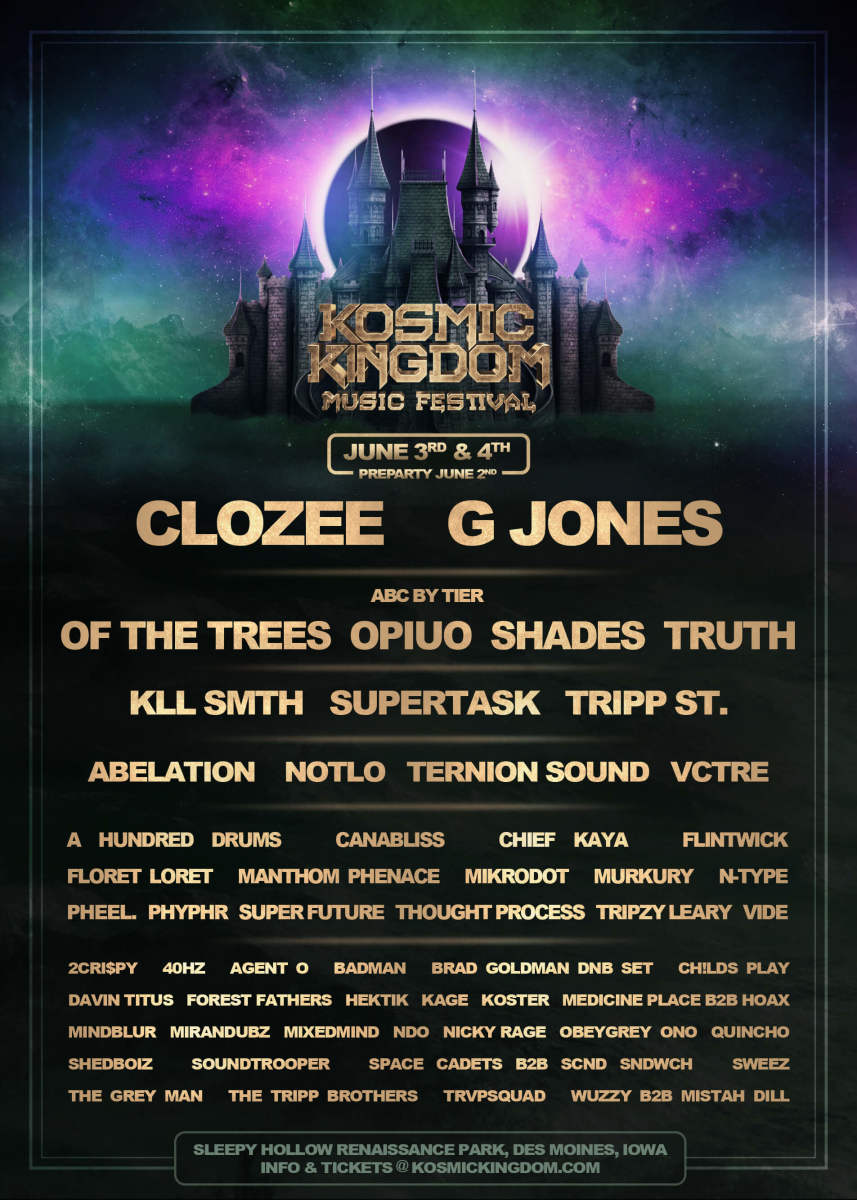 Kosmic Kingdom Music Festival 2022 lineup.
