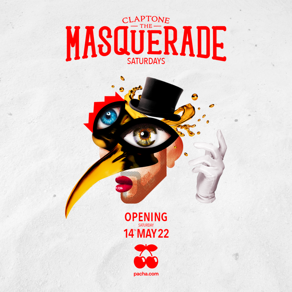 Flyer for Claptone's The Masquerade at Pacha Ibiza, Spain.
