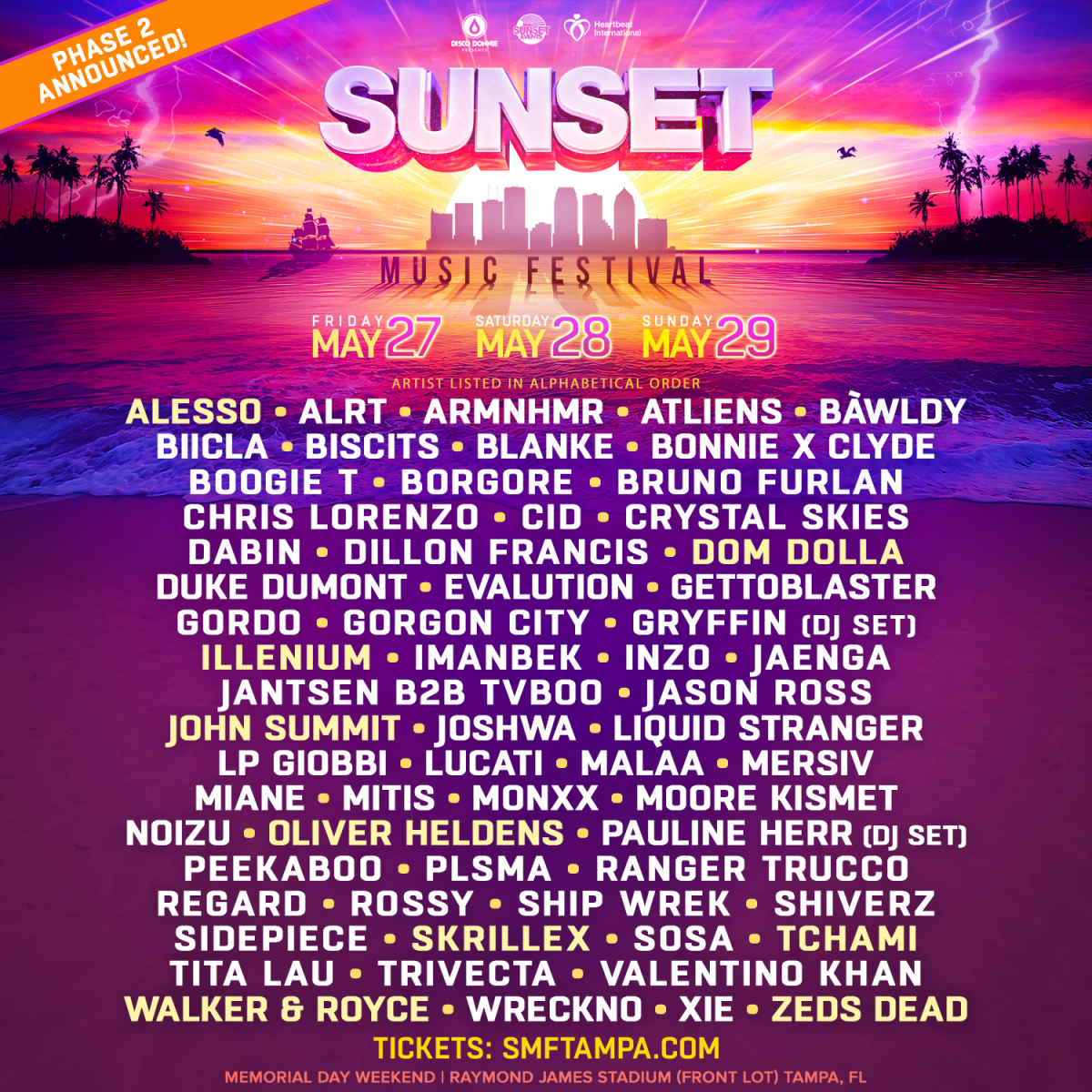 Sunset Music Festival Announces Massive Lineup for 2022 With Alesso