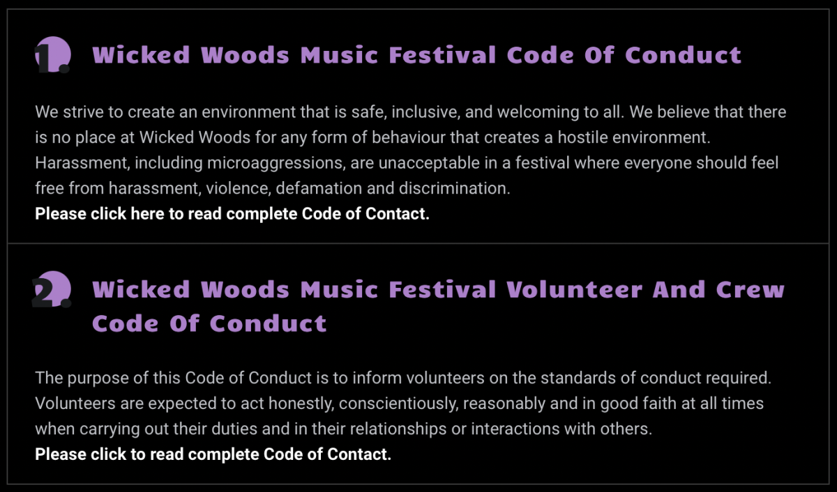Wicked Woods Music Festival Code of Conduct.
