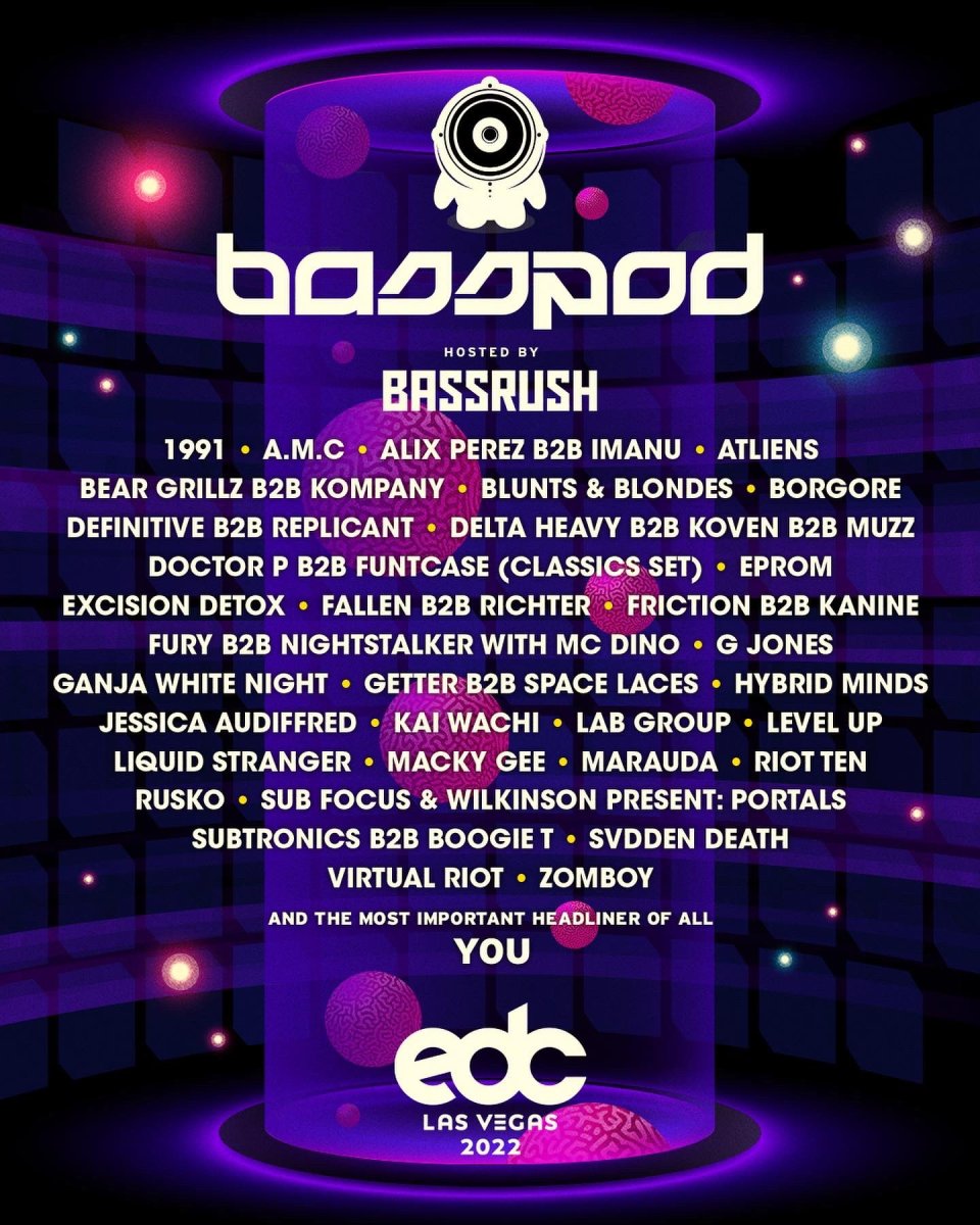 EDC Vegas 2022 stage lineup for bassPOD.