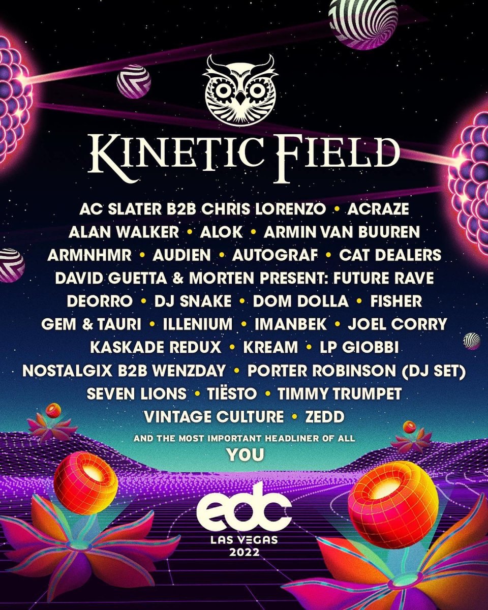 EDC Vegas 2022 stage lineup for Kinetic Field