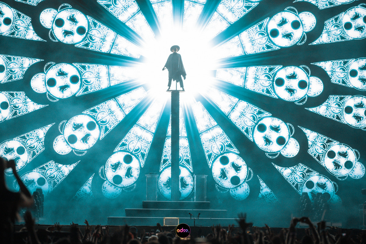 Madeon performs on the Outdoor stage at Coachella Weekend Two.