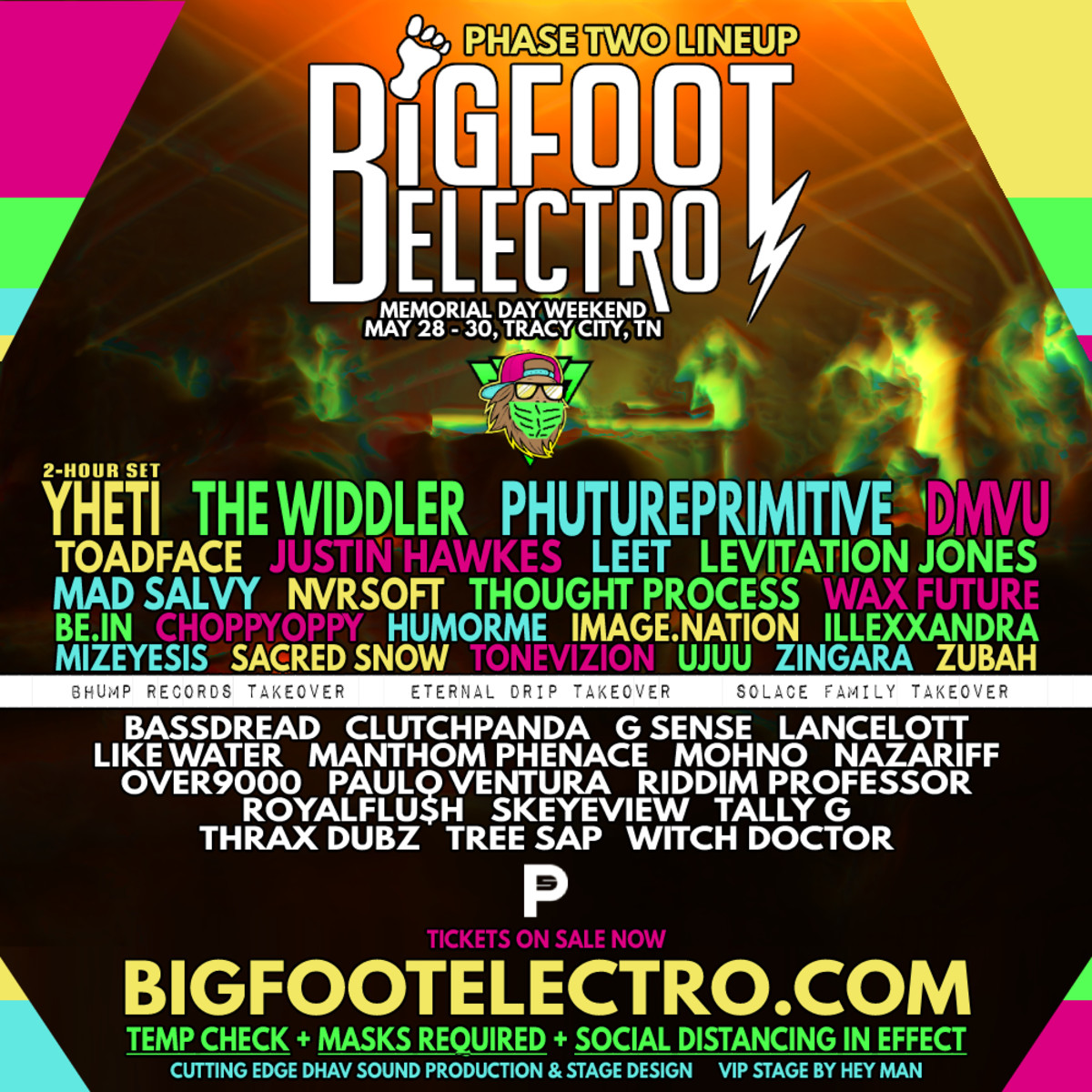 Phase Two lineup for Bigfoot Electro 2021.