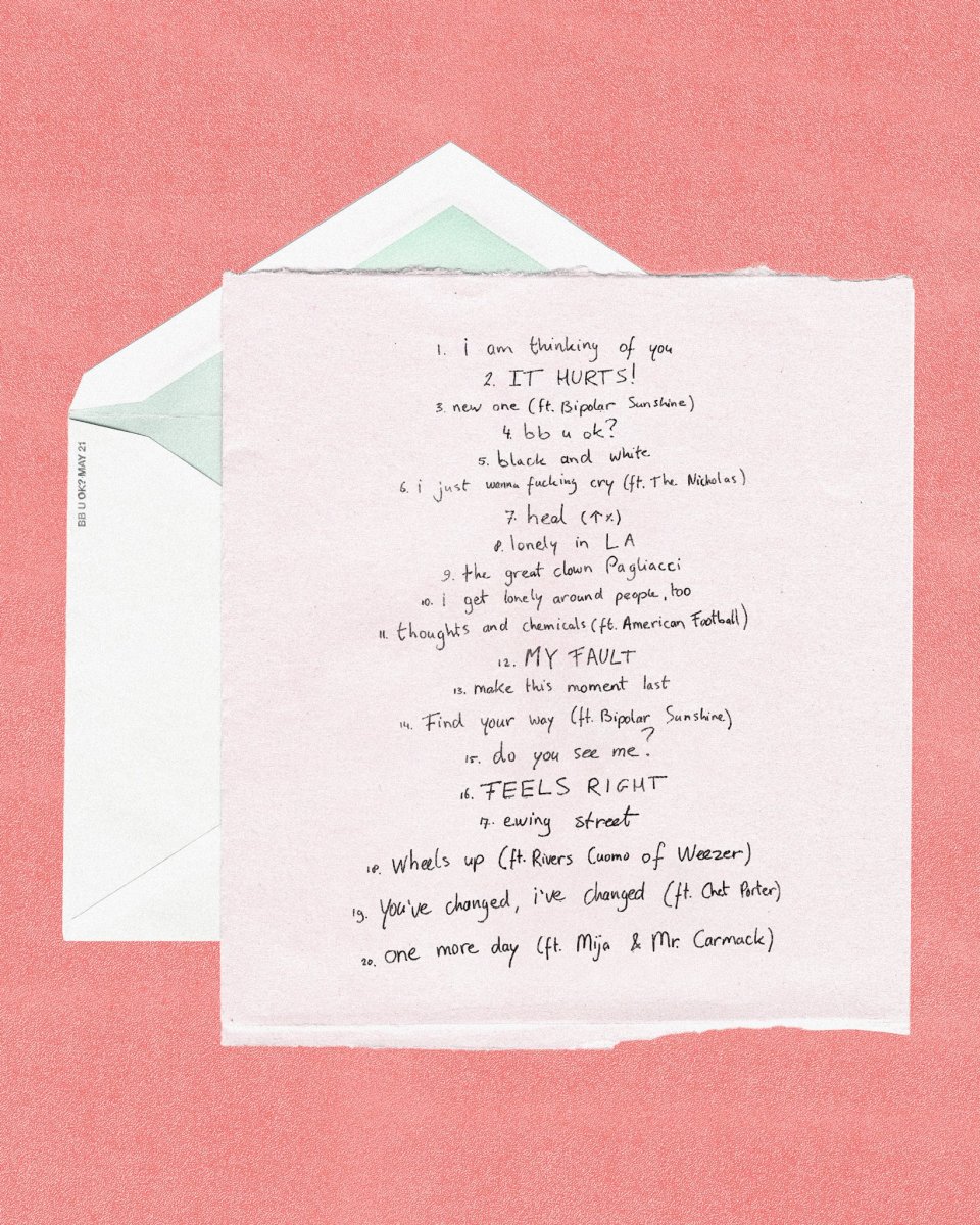 Tracklist for San Holo's sophomore album, bb u ok? (album 2).