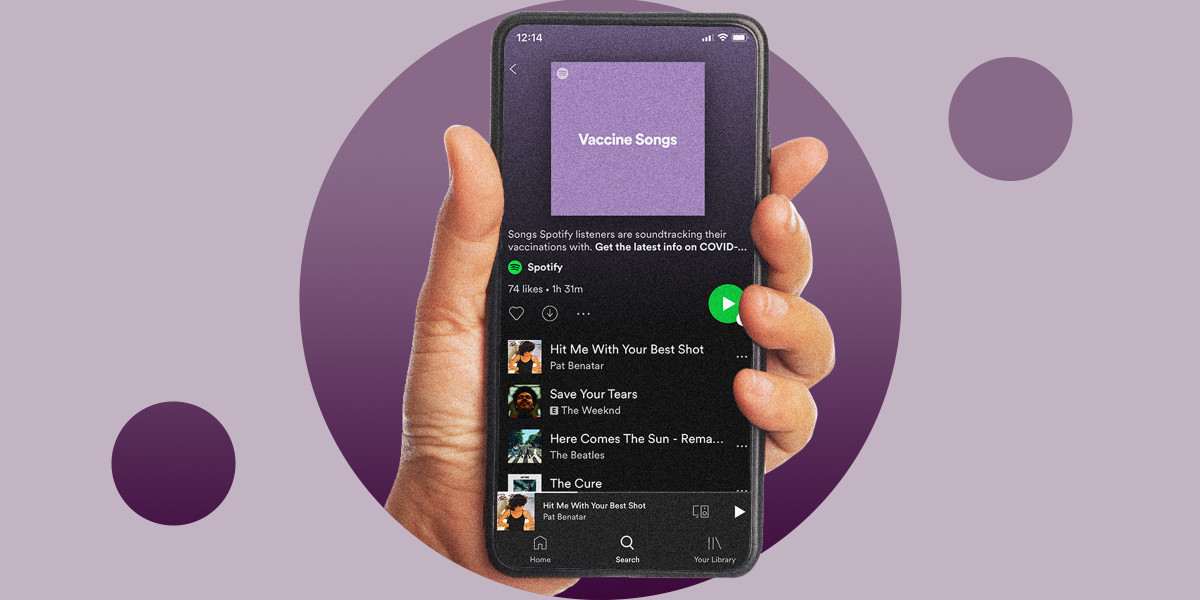 The cover of Spotify's "Vaccine Songs" playlist.