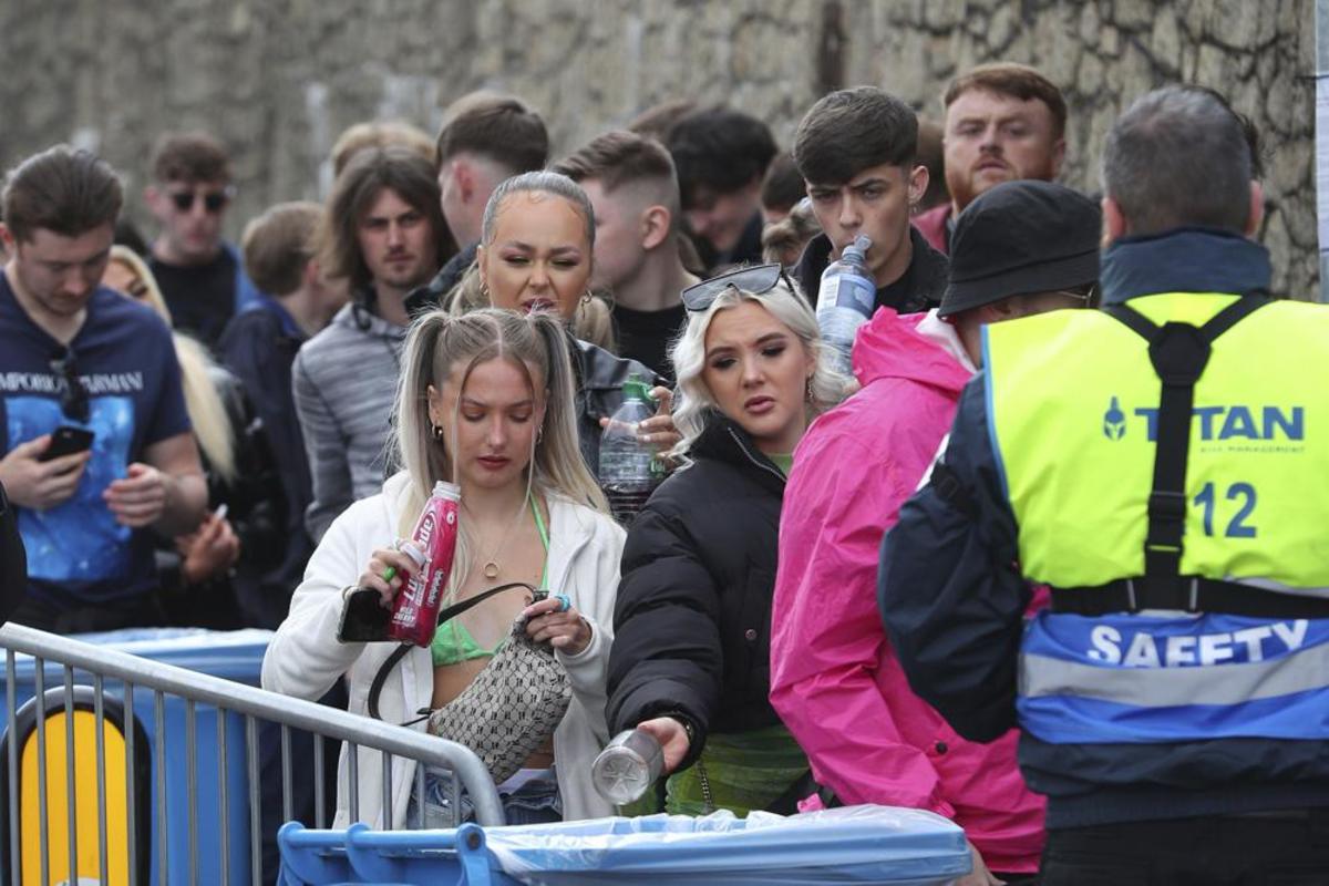 Thousands await entry to Circus Nightclub to participate in a test event, which featured music from Jayda G and Lewis Boardman.