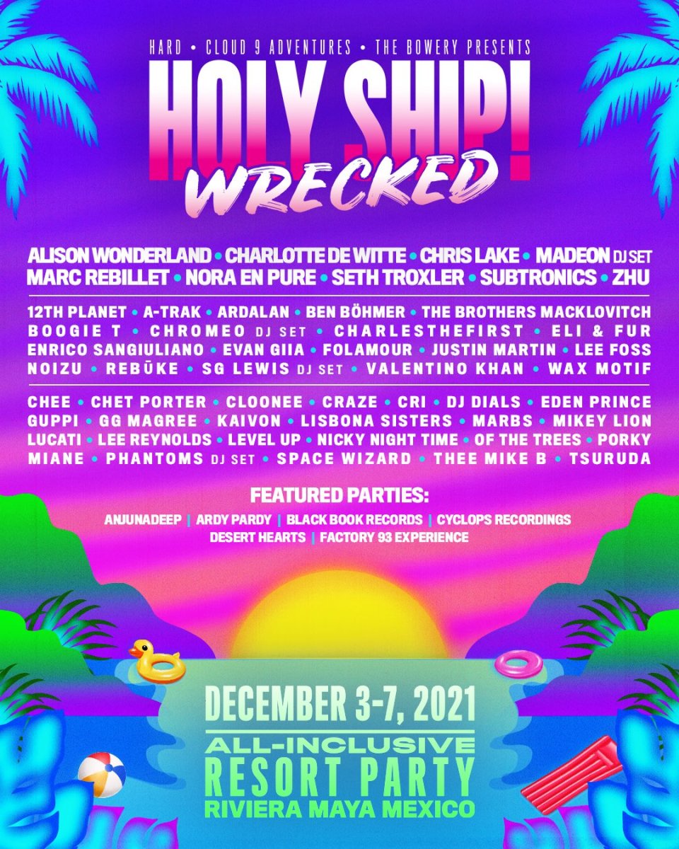 Lineup for the 2021 edition of Holy Ship! Wrecked.