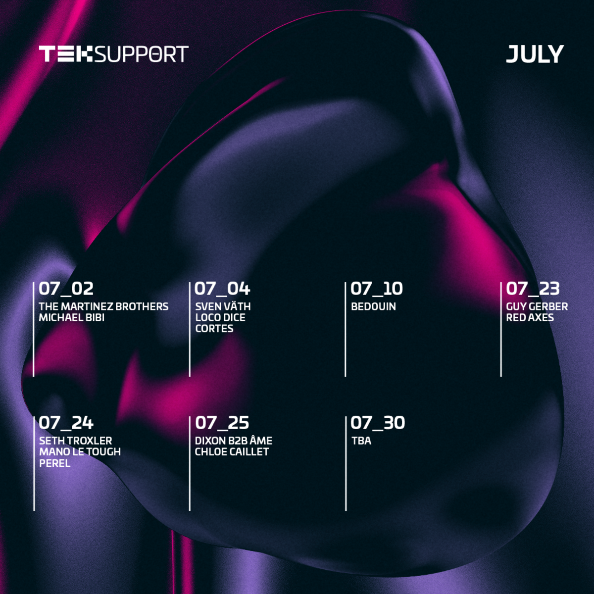 Teksupport's event lineup for July 2021