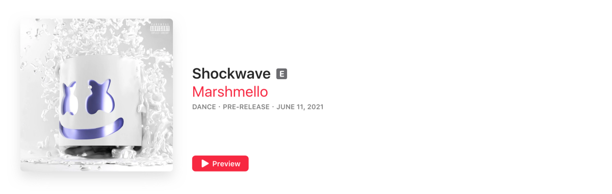 Screenshot of Marshmello's "Shockwave" pre-release page on Apple Music. [Screenshot by EDM.com]