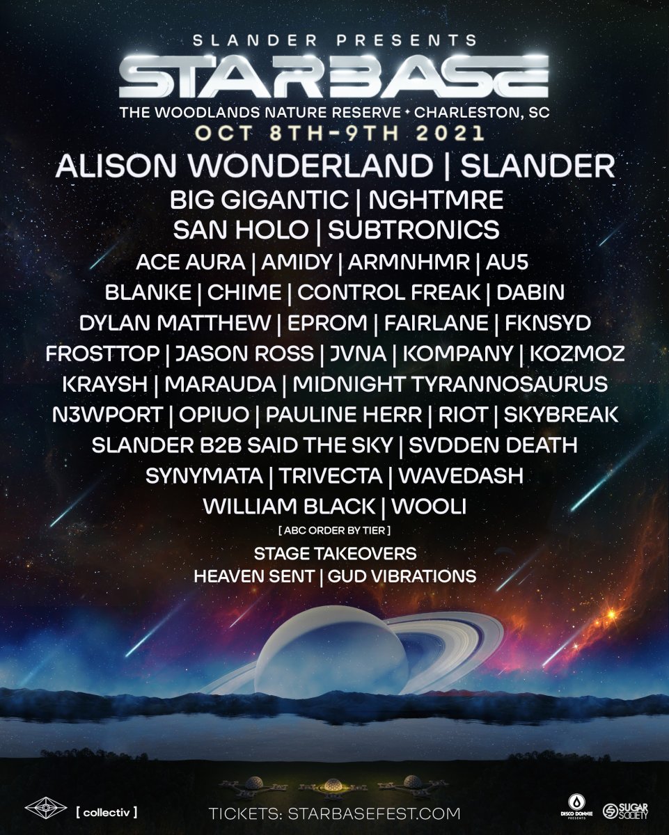 Lineup for the inaugural Starbase Music Festival, curated by SLANDER.