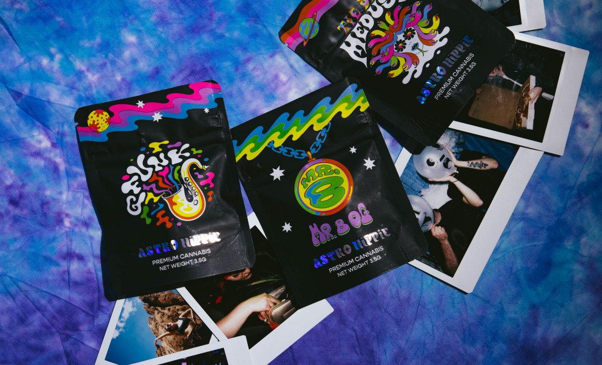 Packaging of GRiZ's Astro Hippie cannabis line.