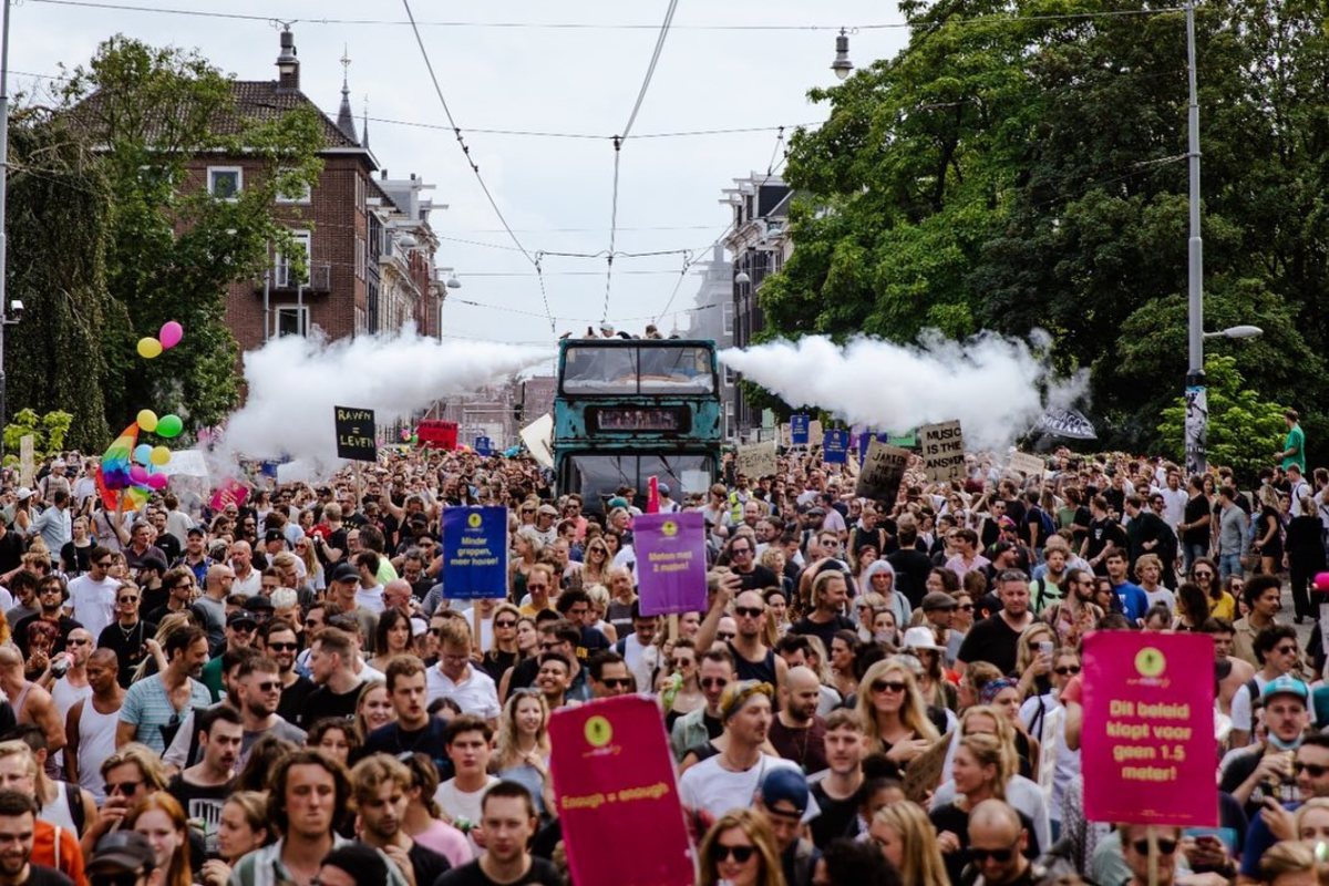 Thousands of Dutch protesters march in the streets as part of the #UnmuteUs initiative.