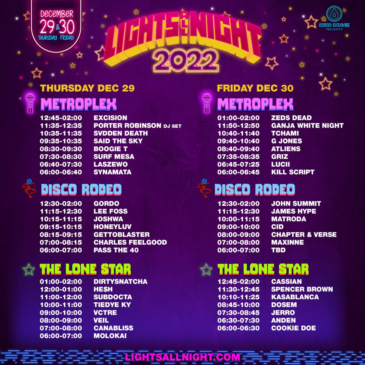 Here Are the Set Times for Lights All Night 2022 The Latest