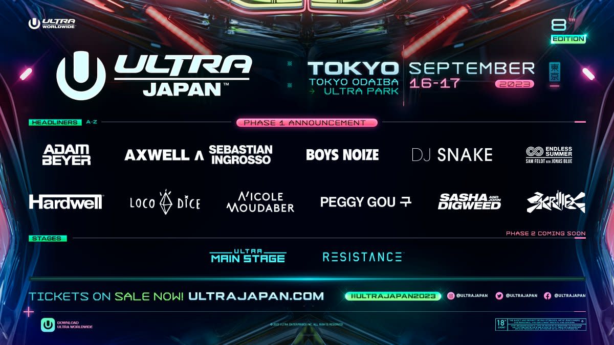 Skrillex, Axwell Λ Ingrosso, Hardwell, More Confirmed for Ultra Japan