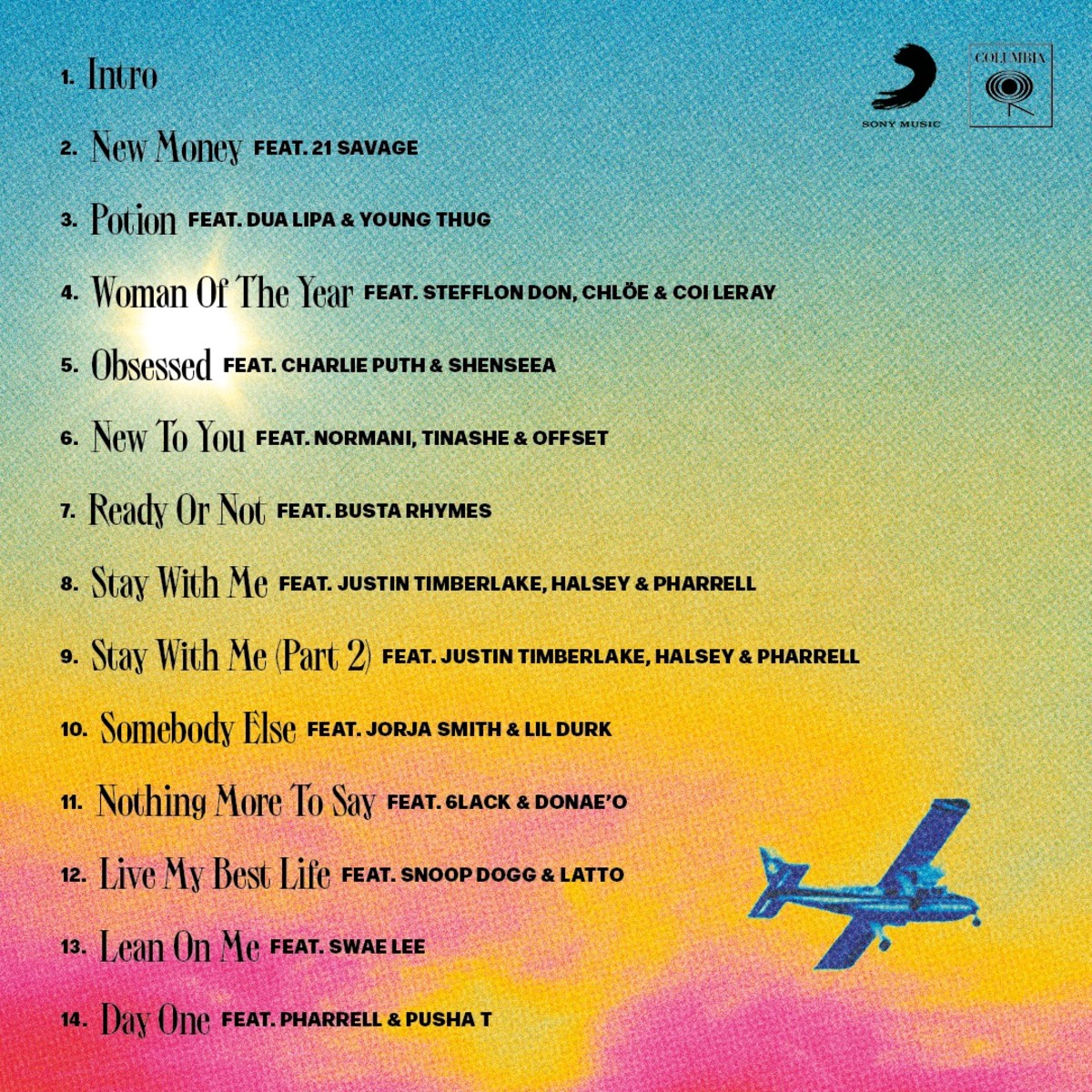 The tracklist of Calvin Harris' "Funk Wav Bounces Vol. 2" album, which features Justin Timberlake, Halsey, Pharrell, Snoop Dogg, Tinashe and more.