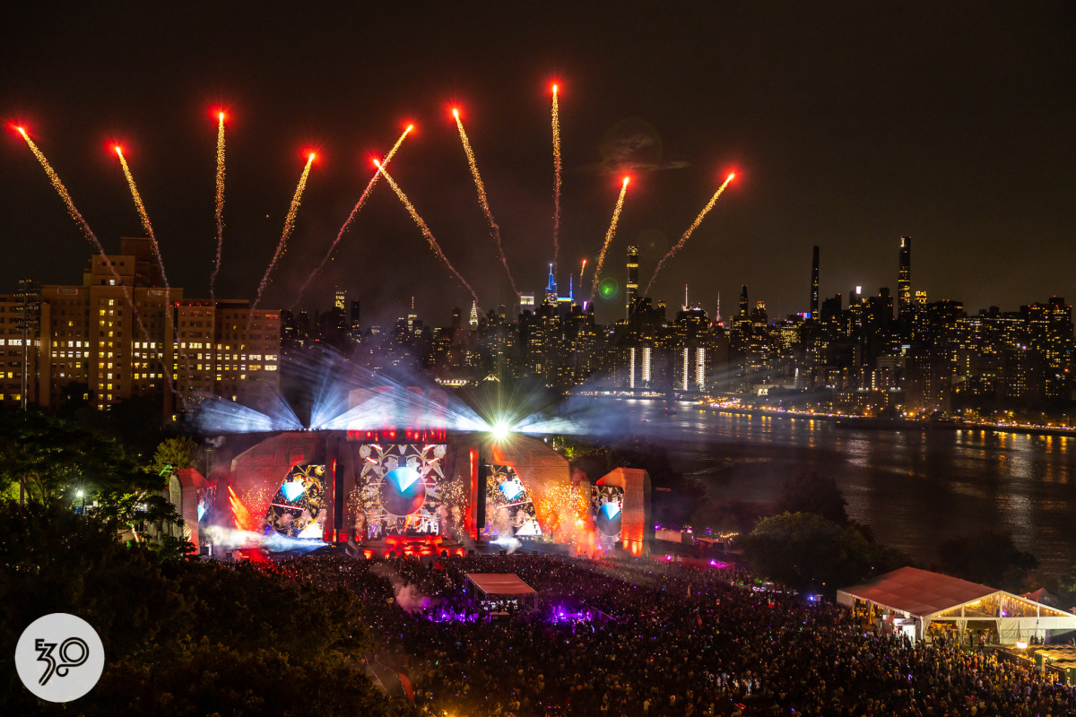 Fireworks above the main stage at Electric Zoo 2022