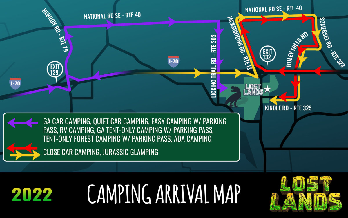 Lost Lands 2022 Camping Arrival Map
