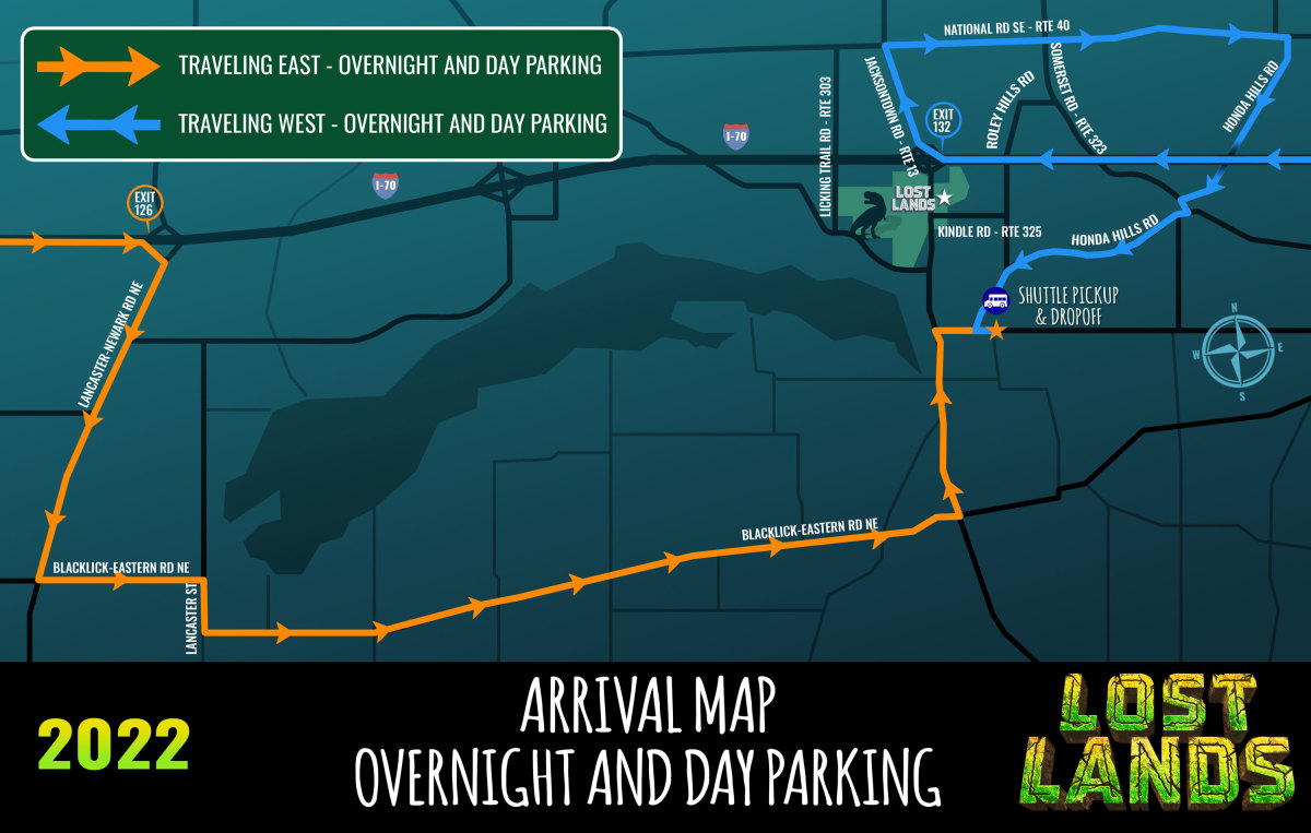 Lost Lands 2022 Overnight and Day Parking Map