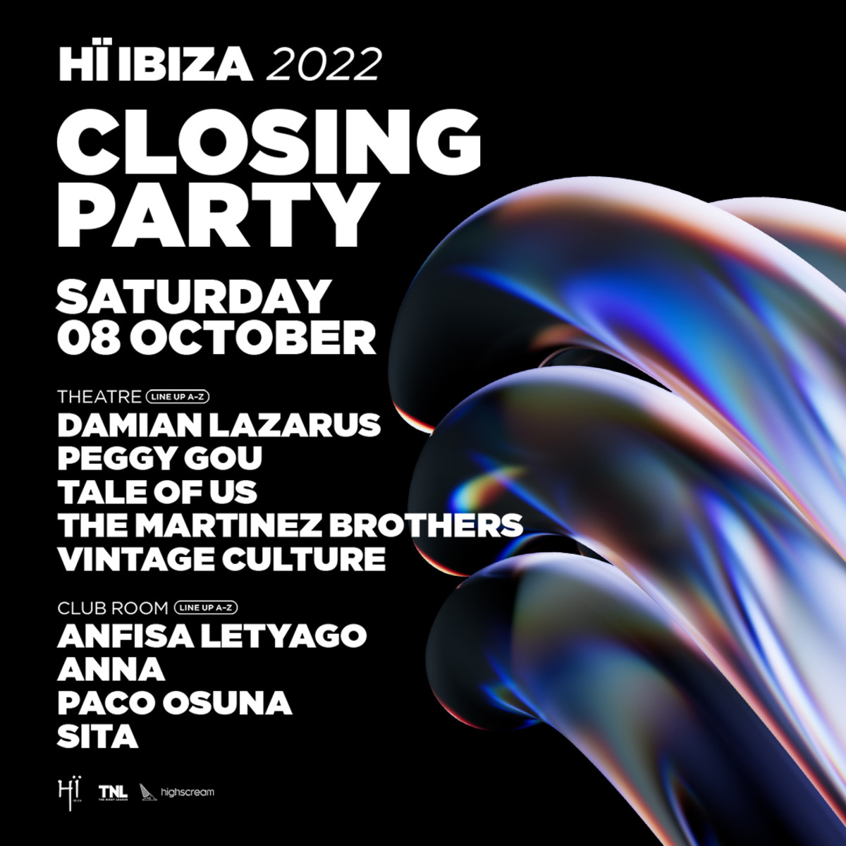 Lineup for Hï Ibiza's 2022 closing party.