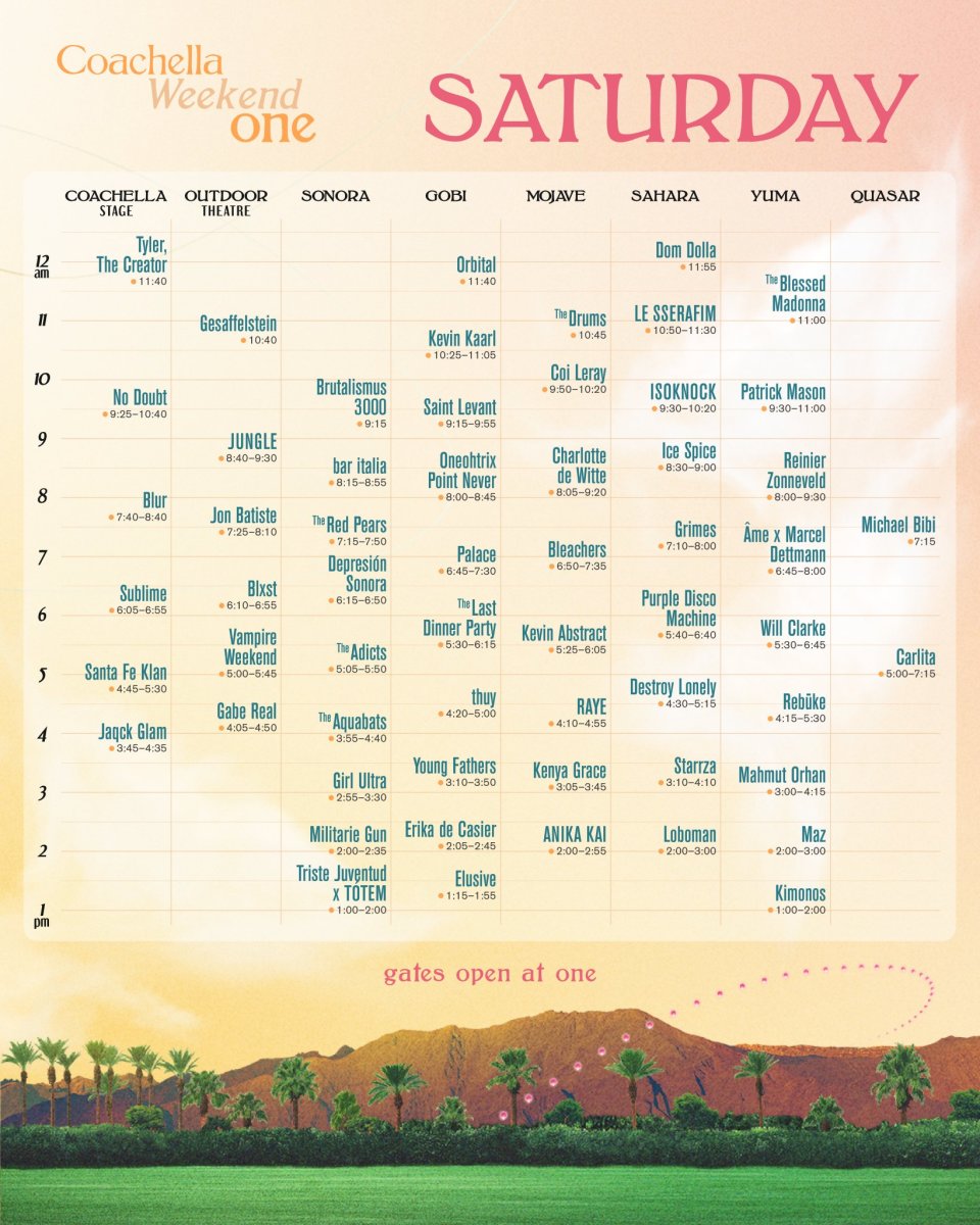 Here Are Your Set Times for Coachella 2024 Weekend One - EDM.com - The ...