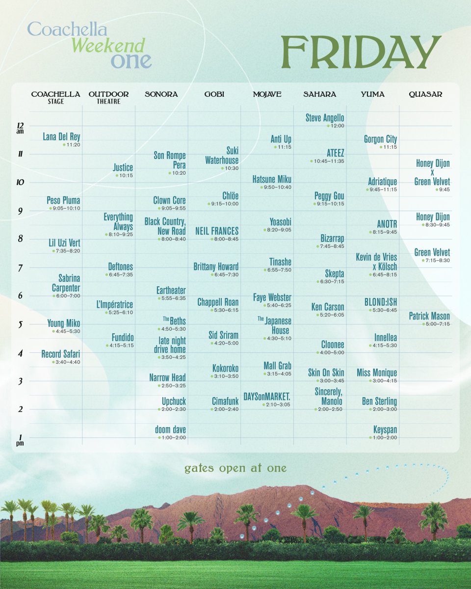 Here Are Your Set Times for Coachella 2024 Weekend One The