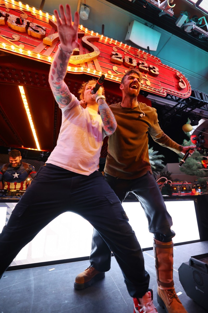 Ed Sheeran and Drew Taggart of The Chainsmokers performing at Wynn Las Vegas' XS Nightclub on October 28th, 2023.